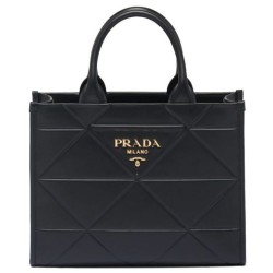 Prada Borsa Prada Symbole piccola in pelle con impunture 1BA379 Nera
