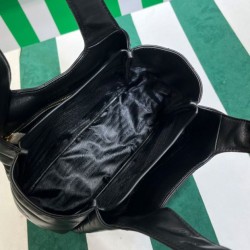 Borsa tote Prada media in pelle nappa con impunture 1BG450 nera