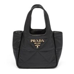 Borsa tote Prada piccola in pelle nappa con impunture 1BG451 nera