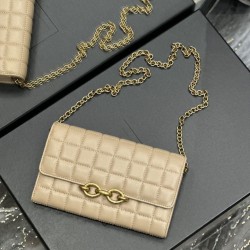 Portafoglio con catena YSL Saint Laurent Le Maillon Albicocca