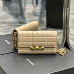 Portafoglio con catena YSL Saint Laurent Le Maillon Albicocca