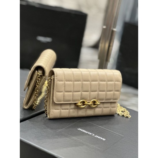 Replica Portafoglio con catena YSL Saint Laurent Le Maillon Albicocca Replica Portafoglio con catena YSL Saint Laurent Le Maillon Albicocca