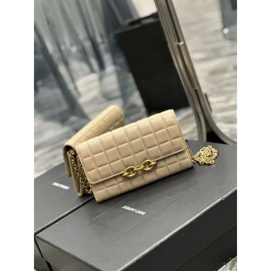Replica Portafoglio con catena YSL Saint Laurent Le Maillon Albicocca Replica Portafoglio con catena YSL Saint Laurent Le Maillon Albicocca