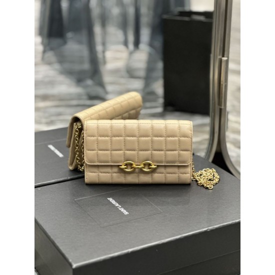Replica Portafoglio con catena YSL Saint Laurent Le Maillon Albicocca Replica Portafoglio con catena YSL Saint Laurent Le Maillon Albicocca