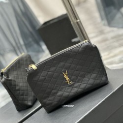 Pochette cosmetica con cerniera YSL Saint Laurent Gaby 23 cm nera