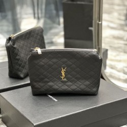 Pochette cosmetica con cerniera YSL Saint Laurent Gaby 23 cm nera