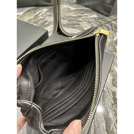 Replica Pochette cosmetica con cerniera YSL Saint Laurent Gaby 23 cm nera