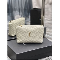 Pochette cosmetica con cerniera YSL Saint Laurent Gaby 23 cm bianca