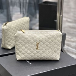 Pochette cosmetica con cerniera YSL Saint Laurent Gaby 23 cm bianca
