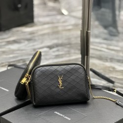 Borsa a catena YSL Saint Laurent Gaby con cerniera e catena 18 cm Nera