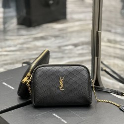 Borsa a catena YSL Saint Laurent Gaby con cerniera e catena 18 cm Nera