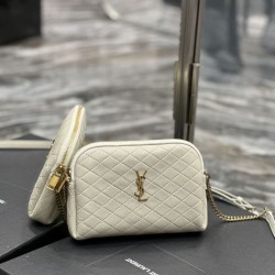 Borsa a catena con cerniera YSL Saint Laurent Gaby 18 cm bianca