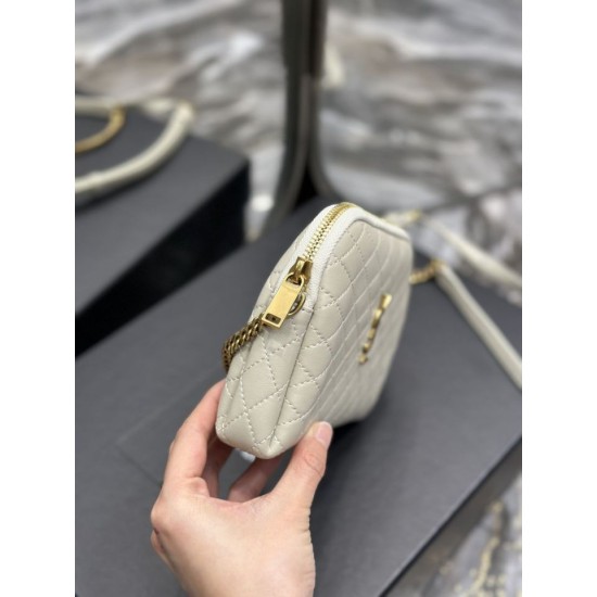 Replica Borsa a catena con cerniera YSL Saint Laurent Gaby 18 cm bianca