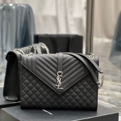 Borsa a busta grande YSL Saint Laurent Mix Matelasse Nera 31 cm