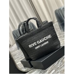 Borsa tote ricamata YSL Saint Laurent Rive Gauche nera Borsa tote ricamata YSL Saint Laurent Rive Gauche nera