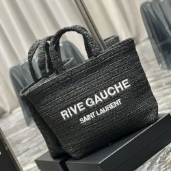Borsa tote ricamata YSL Saint Laurent Rive Gauche nera