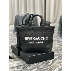 Borsa tote ricamata YSL Saint Laurent Rive Gauche nera