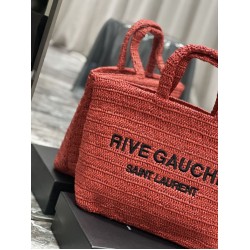 Borsa tote ricamata YSL Saint Laurent Rive Gauche Rossa Borsa tote ricamata YSL Saint Laurent Rive Gauche Rossa