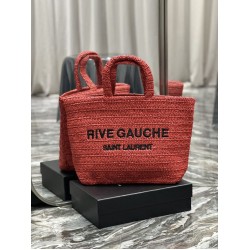 Borsa tote ricamata YSL Saint Laurent Rive Gauche Rossa