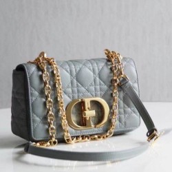 Borsa Caro piccola Christian Dior Cannage in pelle di vitello blu nuvola