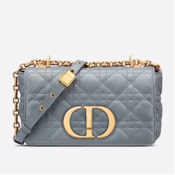 Borsa Caro piccola Christian Dior Cannage in pelle di vitello blu nuvola
