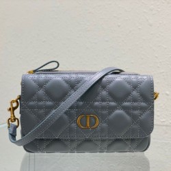 Christian Dior Caro Pouch Cannage Vitello Blu