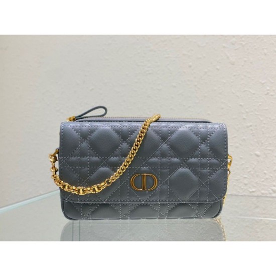 Replica Christian Dior Caro Pouch Cannage Vitello Blu Replica Christian Dior Caro Pouch Cannage Vitello Blu