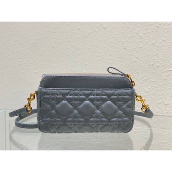 Replica Christian Dior Caro Pouch Cannage Vitello Blu Replica Christian Dior Caro Pouch Cannage Vitello Blu