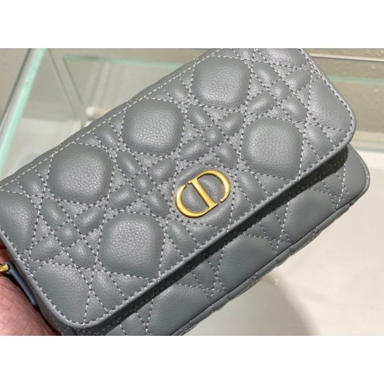 Replica Christian Dior Caro Pouch Cannage Vitello Blu Replica Christian Dior Caro Pouch Cannage Vitello Blu