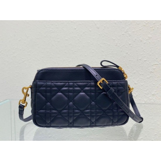 Replica Christian Dior Caro Pouch Cannage in pelle di vitello nera Replica Christian Dior Caro Pouch Cannage in pelle di vitello nera