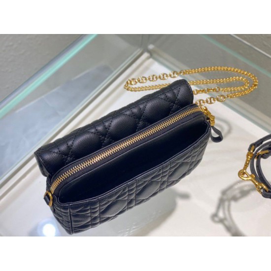 Replica Christian Dior Caro Pouch Cannage in pelle di vitello nera Replica Christian Dior Caro Pouch Cannage in pelle di vitello nera