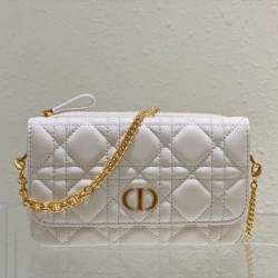 Christian Dior Caro Pouch Cannage Vitello Bianco