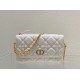 Replica Christian Dior Caro Pouch Cannage Vitello Bianco