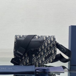 Christian Dior Saddle Men Pouch Dior Oblique Jacquard Beige / Nero