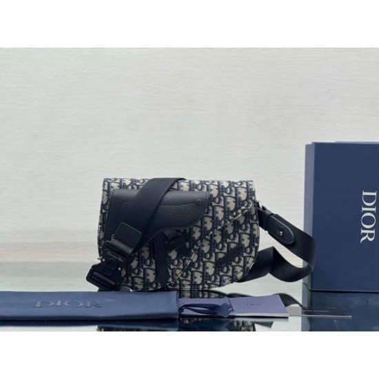 Replica Christian Dior Saddle Men Pouch Dior Oblique Jacquard Beige / Nero