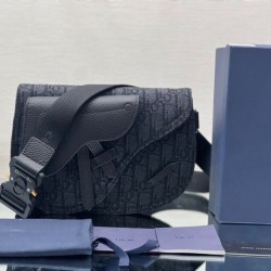 Christian Dior Saddle Men Pouch Dior Oblique Jacquard nero