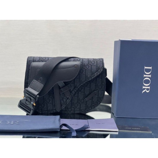 Replica Christian Dior Saddle Men Pouch Dior Oblique Jacquard nero