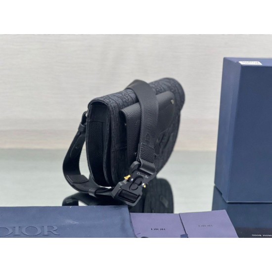 Replica Christian Dior Saddle Men Pouch Dior Oblique Jacquard nero