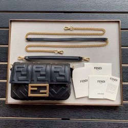 Borsa con motivo FF Mini Baguette Fendi nera