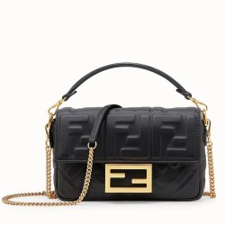 Borsa con motivo FF Mini Baguette Fendi nera