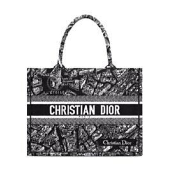 Replica Christian Dior Medium Dior Book Tote Borsa con motivo Plan de Paris ricamato nera Replica Christian Dior Medium Dior Book Tote Borsa con motivo Plan de Paris ricamato nera