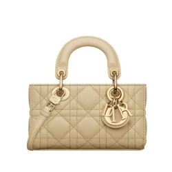 Borsa Christian Dior Micro Lady d-Joy Latte Patent Cannage Vitello Albicocca
