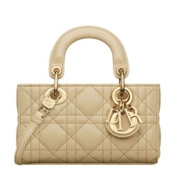 Borsa Christian Dior Micro Lady d-Joy Latte Patent Cannage Vitello Albicocca