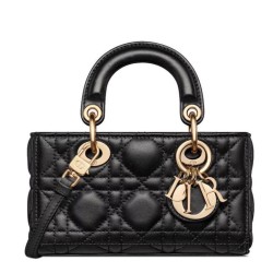 Borsa Christian Dior Micro Lady d-Joy Latte Patent Cannage Vitello Nero