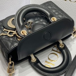 Borsa Christian Dior Micro Lady d-Joy Latte Patent Cannage Vitello Nero