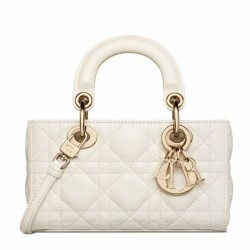 Christian Dior Micro Lady d-Joy Borsa Latte Vernice Cannage Pelle di vitello Crema