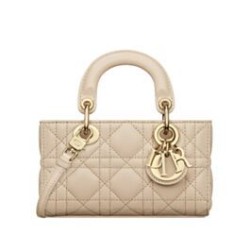 Borsa Christian Dior Small Lady D-Joy Latte Patent Cannage Vitello Albicocca