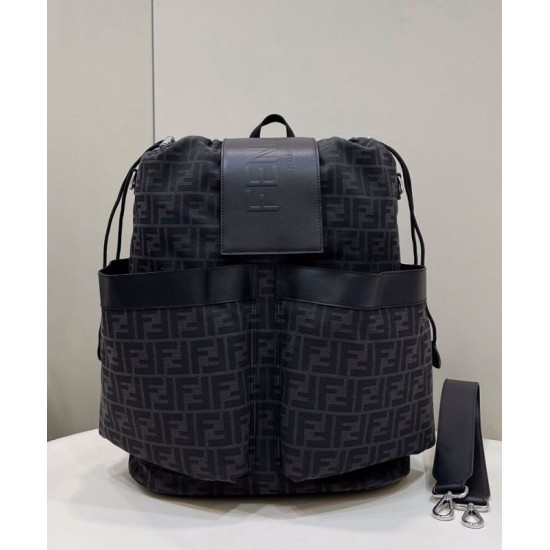 Replica Zaino jacquard Fendi con coulisse FF 7VZ056 Nero Replica Zaino jacquard Fendi con coulisse FF 7VZ056 Nero