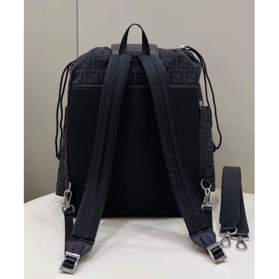 Replica Zaino jacquard Fendi con coulisse FF 7VZ056 Nero Replica Zaino jacquard Fendi con coulisse FF 7VZ056 Nero