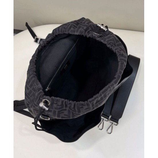 Replica Zaino jacquard Fendi con coulisse FF 7VZ056 Nero Replica Zaino jacquard Fendi con coulisse FF 7VZ056 Nero